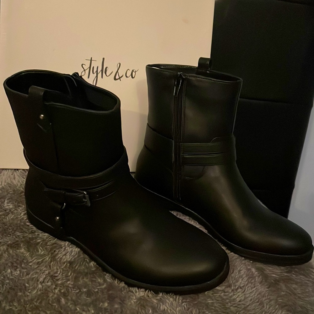 COPY - Style & CO Statep Black Booties 5.5 M